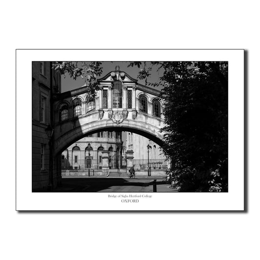 Black and white art print of the Bridge of Sighs Oxford univerity
