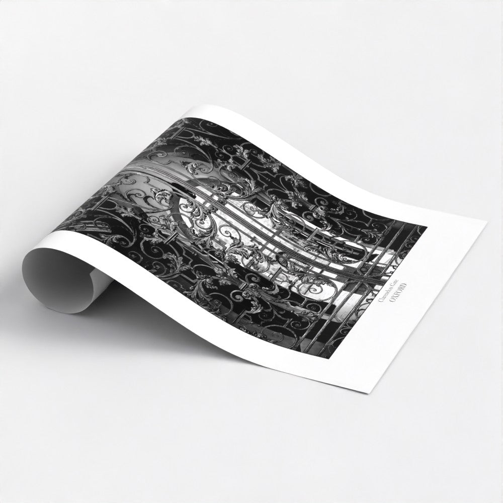 Souvenir, gift and memento of Oxford. B&W Poster Print of gateway to the Clarendon Building in Oxford