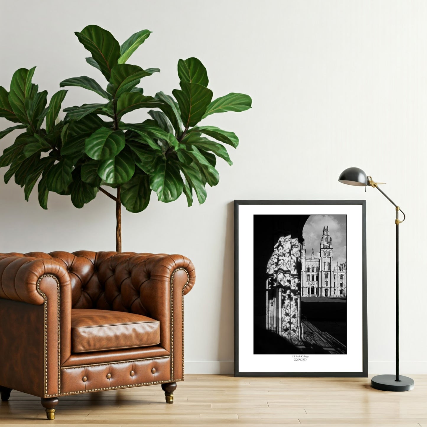 Oxford gift ideas - monochrome framed art print of All Souls College University of Oxford
