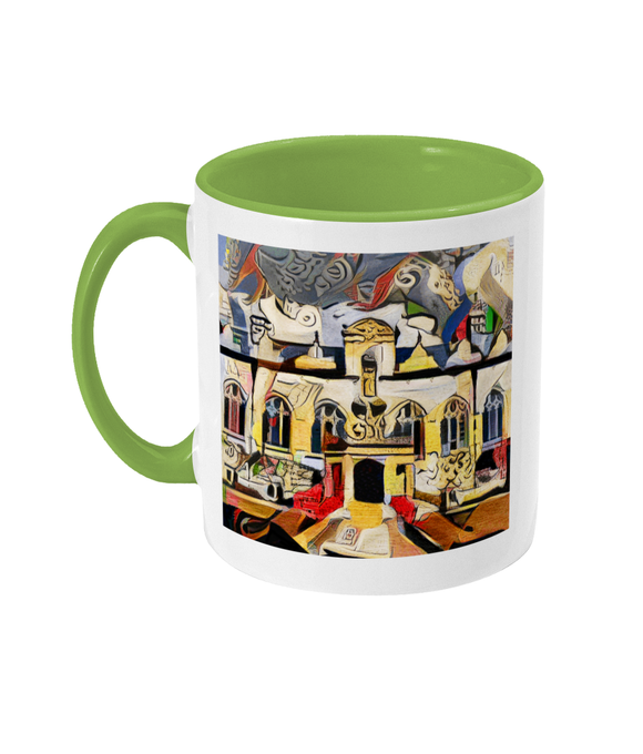 Oriel College Oxford coffee mug light green