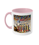 Exeter College Oxford mug with pink handle