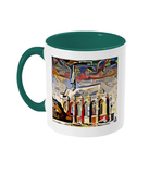 Exeter College Oxford mug with green handle