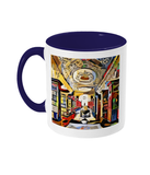 Queens college oxford library mug blue