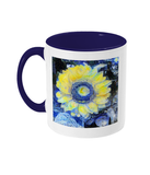 Sunflower Alumni mug with navy blue handle
