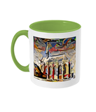 Exeter College Oxford mug with pale green handle
