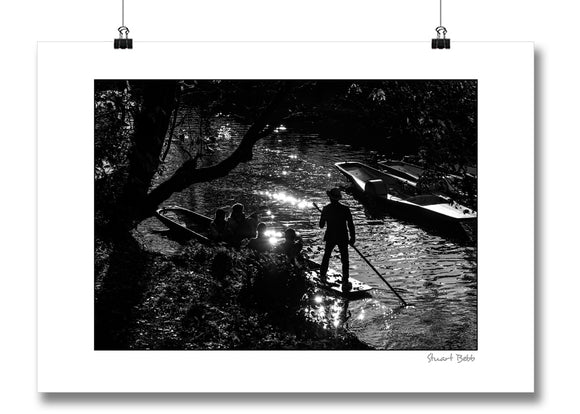 Black and White art print punting in Oxford