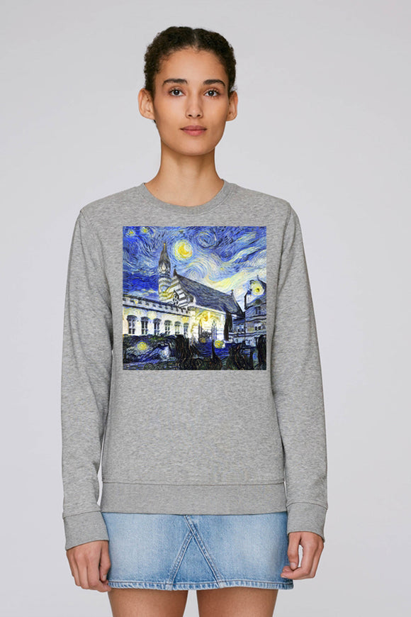 Balliol College Oxford ladies grey organic cotton sweatshirt with art design