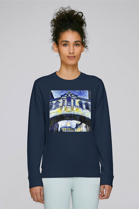 Hertford College Bridge of Sighs Oxford Ladies navy organic cotton sweatshirt with art design