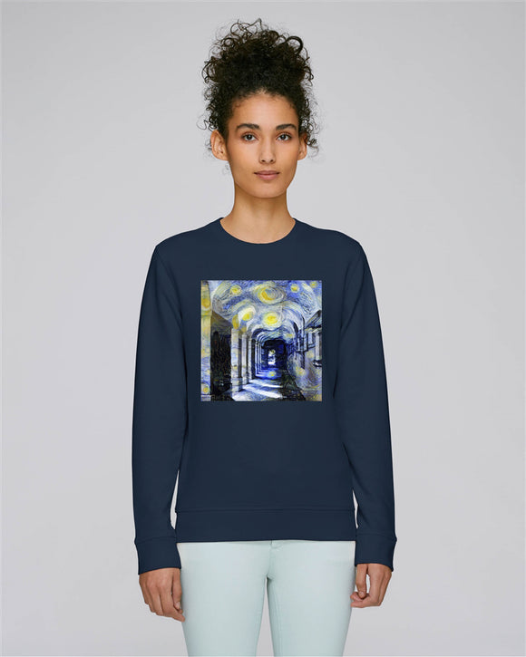 Corpus Christi College Oxford women's navy organic cotton sweatshirt with art design