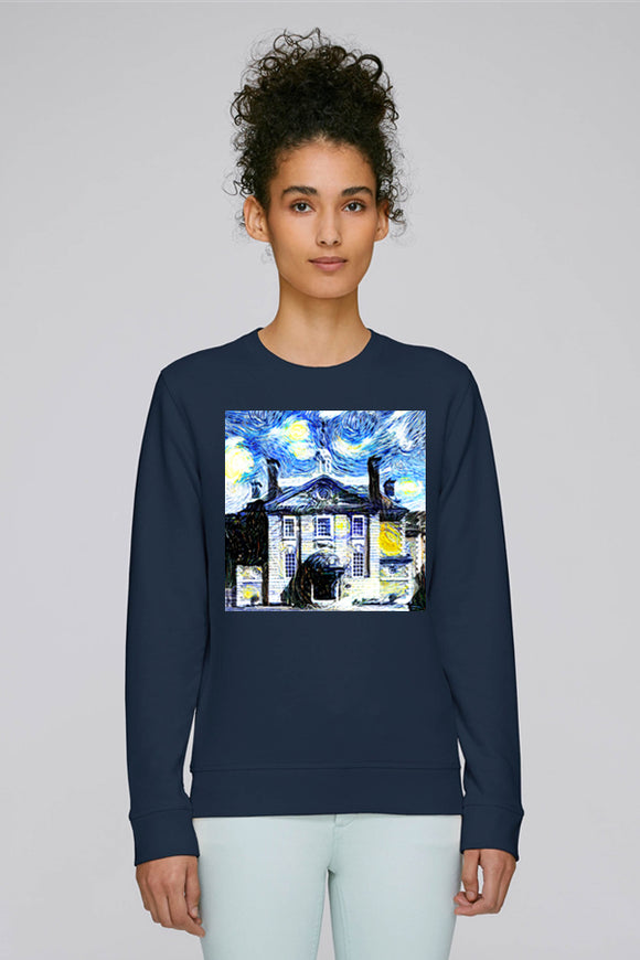 Lady Margaret Hall Oxford University ladies navy organic cotton sweatshirt with art design