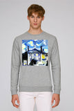 LMH Oxford University men's grey organic cotton sweatshirt with art design