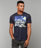 Oriel College Oxford University Men's navy organic cotton t-shirt with art design