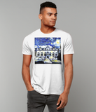 Oriel College Oxford University Men's white organic cotton t-shirt with art design
