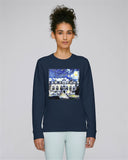Oriel College Oxford Ladies navy organic cotton sweatshirt with art design