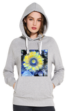 Van-gogh sunflower women's grey organic cotton hoodie