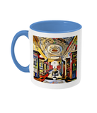 Queens college oxford library mug light blue