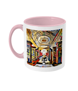 Queens college oxford library mug light green